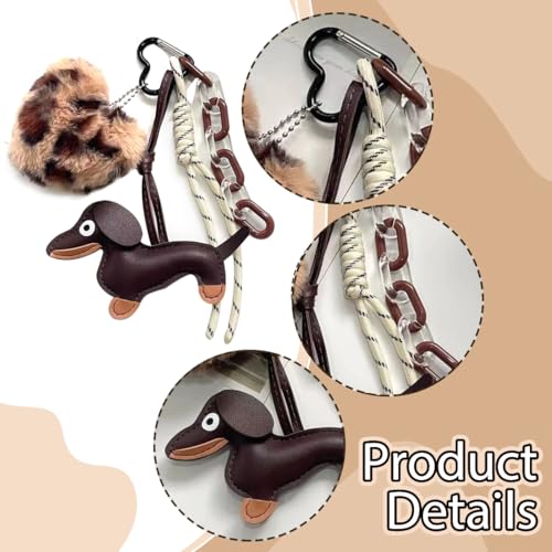 NHQZ Süßer Dackel Schlüsselanhänger, Plüsch, Taschenanhänger, Leder, Damen, y2k Accessoires, Handtaschenanhänger