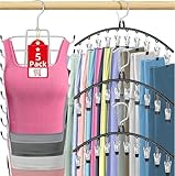 Besslly 5 Pack Legging Organizer for Closet Hanging, 3 Pants Leggings Hangers with 30 Clips, 1 Tank Top Hanger, 1 Metal Magic Space Saving Hangers Closet Organizers and Storage for Pants Skirts Bra