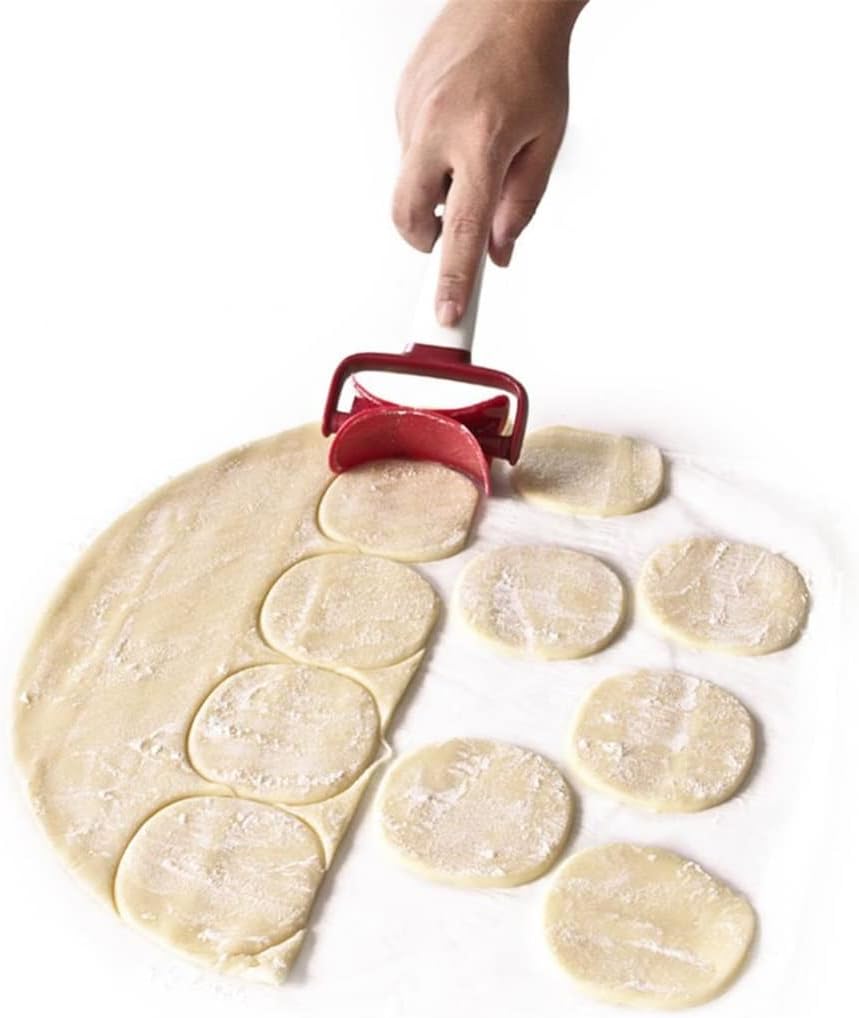 Practical Convenient Dumpling Dough Press Round Shape Cookie Cutter Roller Baking Tool