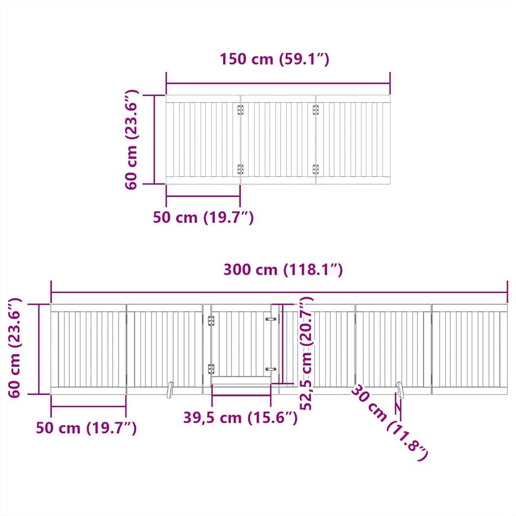 Puerta plegable para perros de madera de álamo marrón de 450 cm con puerta y patas de apoyo, para interior y exterior, protección segura para cachorros, jardín, apartamento, casa