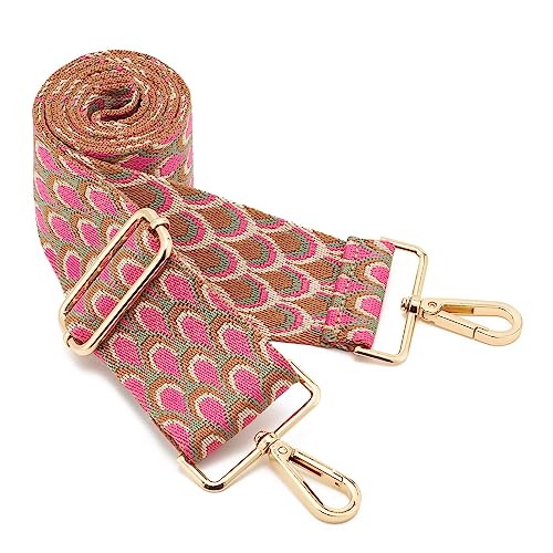 Image of Wide Shoulder Strap Adjustable Replacement Belt Guitar Style Crossbody Bag Handbag Strap Multicolor Canvas Straps(Wide:2in)(Color4)