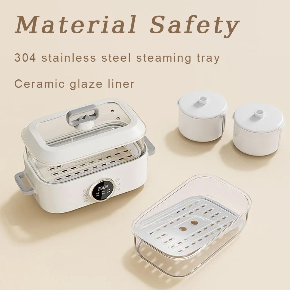 1350W 10L SCARPAGGIO DUPPO USA E Pot Caldo | Piroscafi in Ceramica a Doppia Zona e Acciaio | Separazione dell'Acqua Pulita/Sporca | per Gnocchi di zuppa, Patate Dolci, Verdure