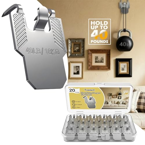 Tosisot 20 Pack Picture Hangers for Drywall, 40 lbs Max Load Heavy Dut