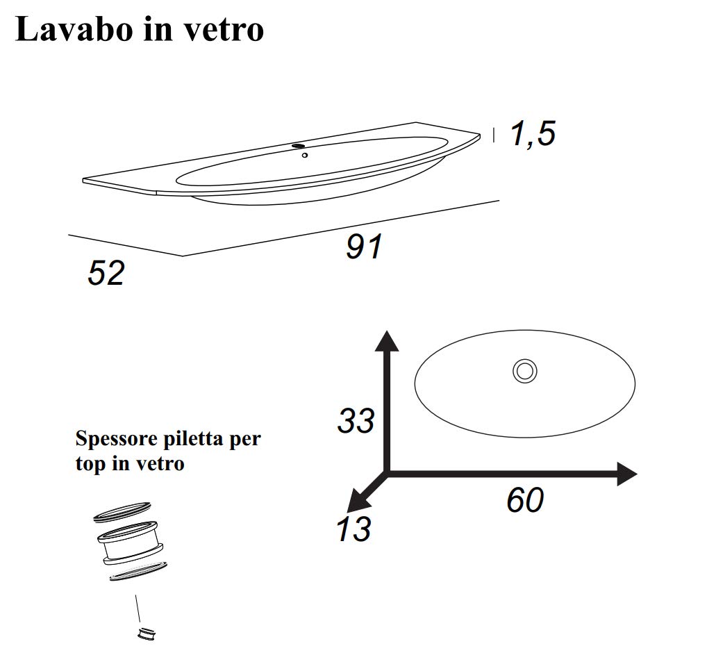 Mobile bagno sospeso Eden grigio talpa, cm 90, solo base e lavabo in vetro