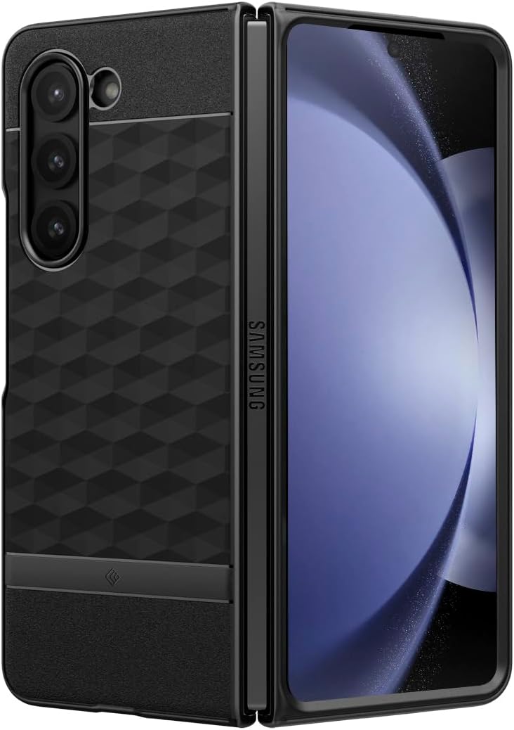Caseology Parallax [3D Ergonomic Design] Full-Body Protective Case Compatible with Samsung Galaxy Z Fold 5 Case (2023) - Matte Black