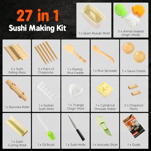 image for Delamu Sushi Making Kit 27 in 1 [Parent-Child] Sushi Kit, for Beginner