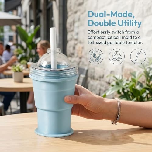 Hielera portátil plegable de silicona 2 en 1 azul miniatura 5