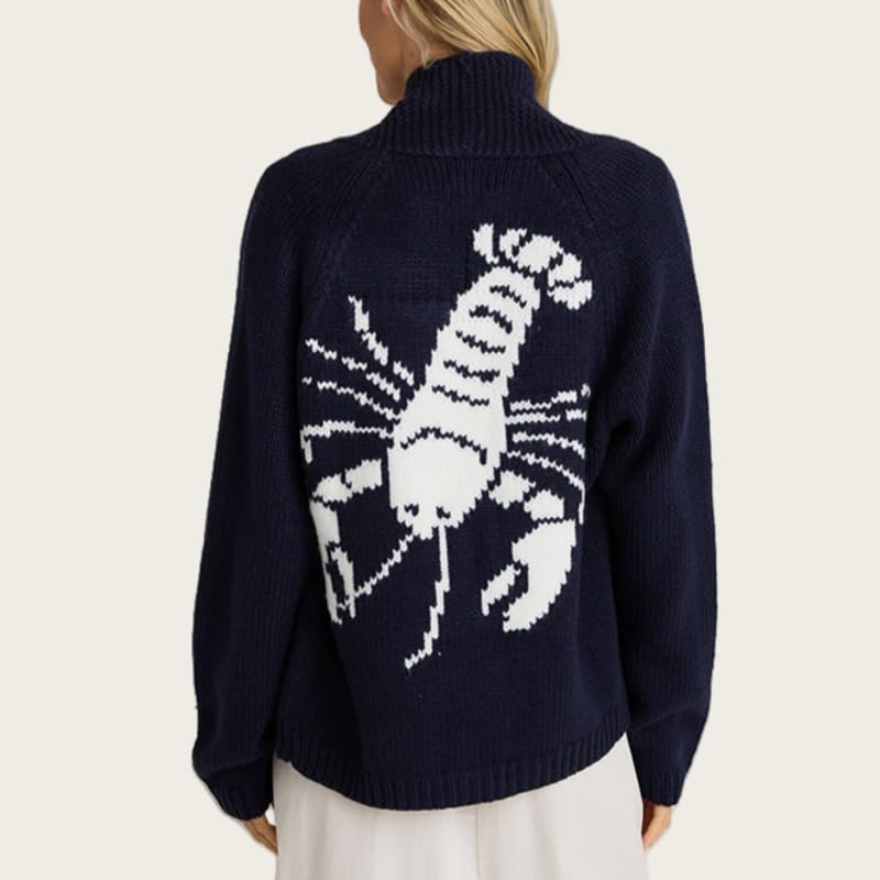 Y2K Graphic Cardigan Sweaters for Women Lobster Print Button Down Knit Vintage Chunky Knit Coat3