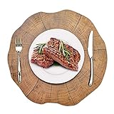  CLX Tischset Platzset Baumstamm Baum Scheibe Holzoptik Braun STK Rund Kunststoff Platzmatte Undurchlässig Abwaschbar Abwischbar Tischmattenreihe,Placemat