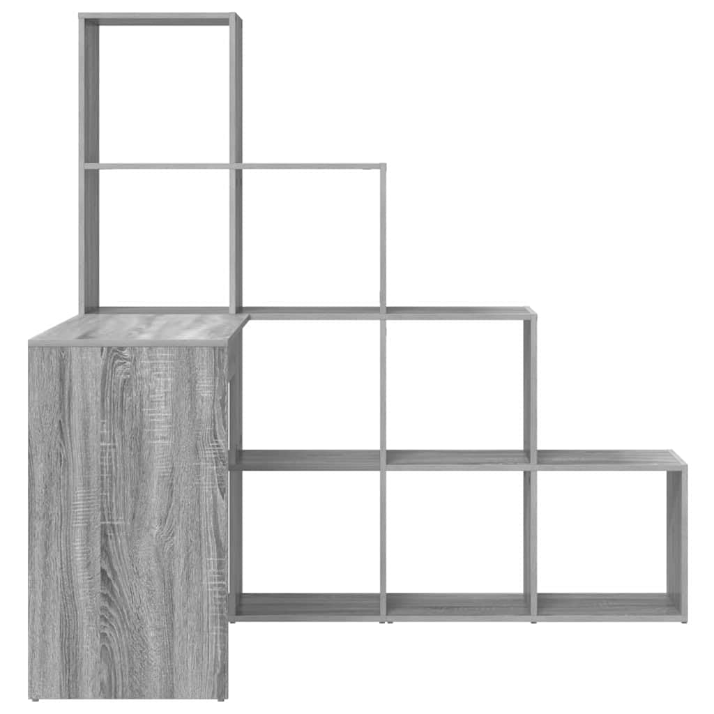 Scrivania angolare grigio Sonoma 149,5 x 101,5 x 149,5 cm, scrivania angolare salvaspazio con ripiano, scrivania per computer a forma di L, in legno, per casa e studio