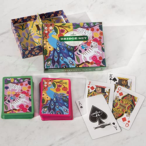 Eeboo: Piece And Love Monika's Peacock Bridge Playing Card Set (2 Decks), 54 Playing Cards In Each Deck, Old School Fun, For Ages 14 And Up #TOP2