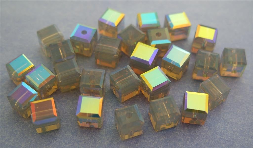 3 4mm Swarovski 5601 Crystal Cubes - Lt. Grey Opal ABB