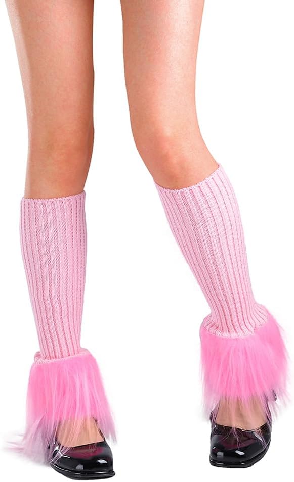 Gangel White Leg Stockings Y2K Long Socks Knit Leg Stocking Elastic Leg Warmer Party Costume Faux Fur Leg Warmers for Women