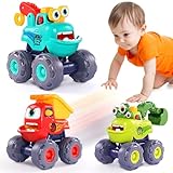 OCATO Monster Truck Toys for 1 2 3 Year Old Boy Birthday Gift, Construction Toys Pull Back Cars for Toddlers 1-3, Baby Boy Toys Toddler Kids 1st Birthday Gifts 1 2 3 Year Old Boy Toys