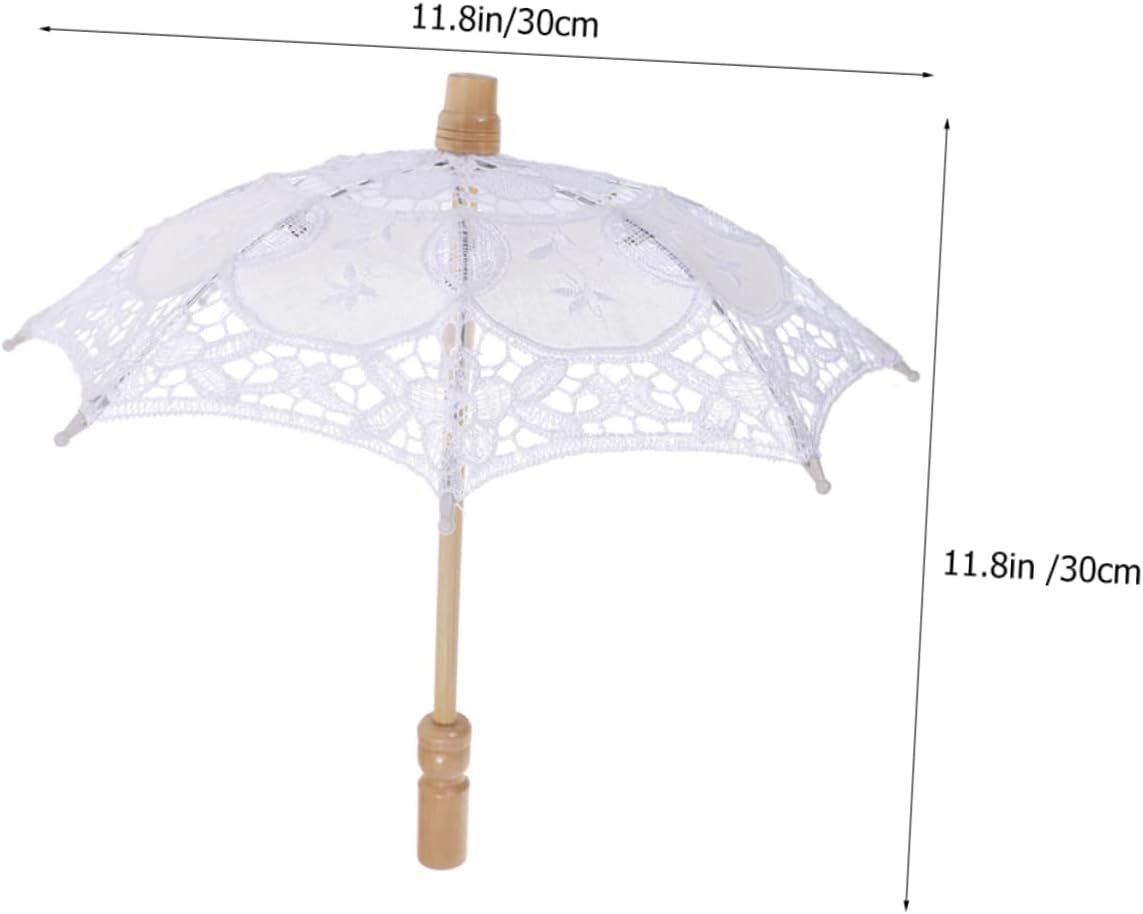 STAHAD 4 Pcs Prop Umbrella Macrame Decor Wedding Lace Umbrella Lace Umbrellas for Weddings Craft Umbrella Bride Umbrella White Parasol Wedding Scene Decor Embroidered Baby Clothing Cotton