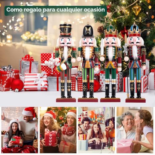 Miniatura 9 de 4 Cascanueces Navideños De Soldado De 30 Cm De Madera, Decoración Navideña Para Chimenea, Figuras De Cascanueces Para Decoración De Interior - Trompetista, Baterista, Espadachín, Lancero