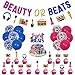 Beauty or Beats Gender Reveal Decorations Kit Funny - Beauty or Beats Banner, Garland, Cake & Cupcake Toppers for Retro 80s 90s Hip Hop Themed He or She Baby Shower Supplies Hot Pink and Blue