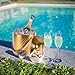 3L Double-Wall Insulated Stainless Steel Ice Bucket with scoop for Cocktail Bar - Metal Ice Bucket for freezer with Lid for parties,Camping,and More!champagne bucket,bar cart accessories(gold)