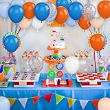 Orange and Blue Balloon, 12 Inch Blue and Orange White Party Balloons, Blue and White Confetti Balloon for Kids Birthday Baby Shower Graduation Engagement Party Decor - Image 3