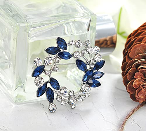 Image of Gyn&Joy Clear Crystal Rhinestone Floral Wreath Pin Brooch BZ005