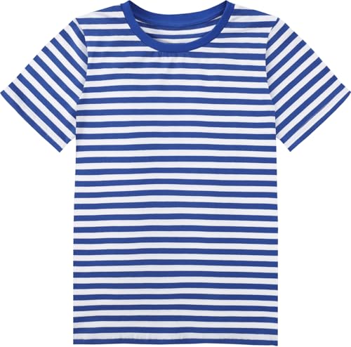 MOMBEBE COSLAND T-Shirts à Rayures Garçon T-Shirt Breton pour la Plage, Bleu, Medium