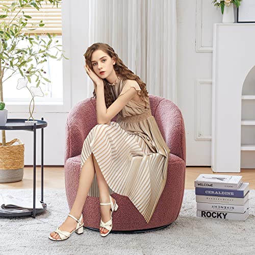 Laverntard Swivel Barrel Chair, Modern Teddy Fabric Swivel Accent Armchair Comfy Round Club Chairs Sofa Arm Chair For Living Room Bedroom Reading Room Apartment Hotel Office Nursery Lounge,Red #TOP5