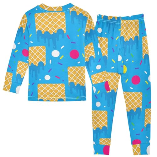 Pajama Sets Long Sleeve Ice Cream Cone Pattern Soft Comfy Sleepwear 2 Piece PJS 3-8T3