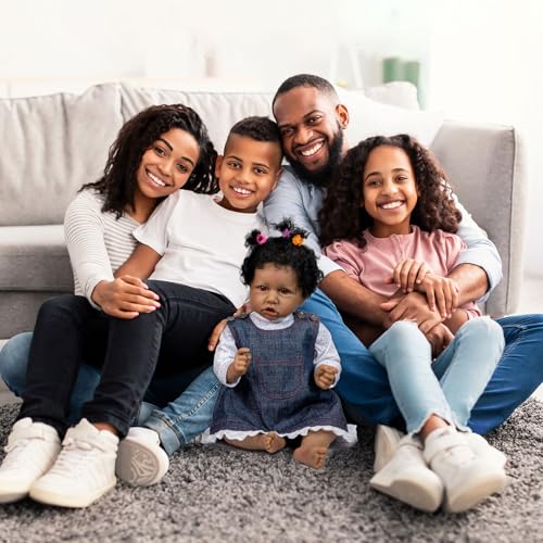 WHEAT AUTUMN Realistische afrikanische Babypuppe mit Ganzkörper-Silikon und lebensechtem Zubehör, 55,9 cm, bewegliche Reborn-Puppe für Neugeborene ab 3 Jahren, inklusive magnetischem Schnuller – Bild 8