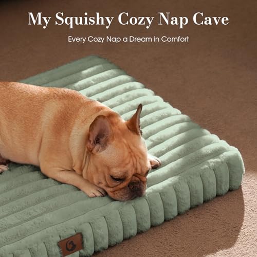 Image of Dog Beds for Extra Large Sized Dog, Orthopedic Pet Bed with Waterproof Lining, Soft Short Plush Surface & Egg Crate Foam, Machine Washable Pet Mat with Removable Cover & Anti Slip Bottom