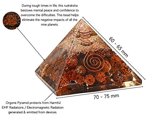 Image of Crystal Heaven Rudraksha Pyramid With Coil-Orgone Pyramid For Positive Energy,Vastu,Reiki And Chakra Healing