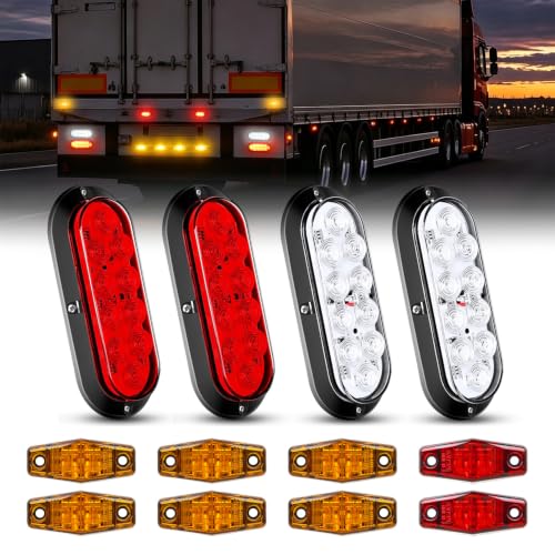 Image of Nilight LED Trailer Light Kit Oval Tail Lights with Diamond Marker Light