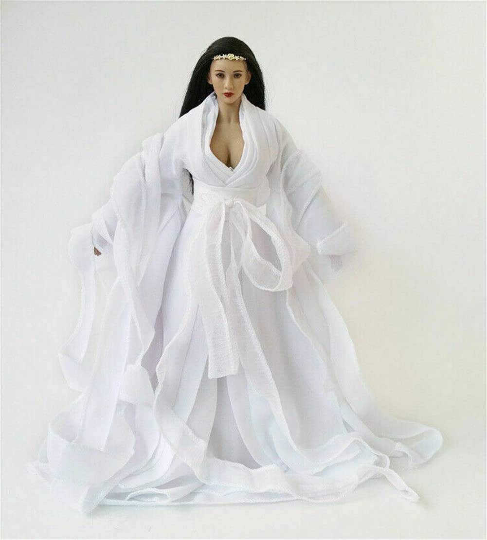 Amazon.com: 1/6 Scale Female Clothes, Chinese Ancient Dress Costume White  Han Clothing for 12inches Female Action Figure Body Doll (White 1) : Toys &  Games