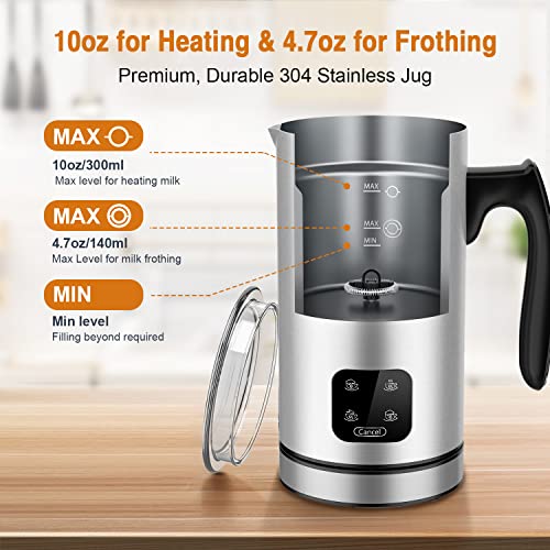 Milk Frother, Electric Milk Steamer, Spacekey 4-In-1 Automatic Hot And Cold Foam Maker With Touch Screen, 10Oz/300Ml Stainless Steel Milk Foamer With Buzzer For Latte,Cappuccinos,Chocolate Milk,Silver #TOP5