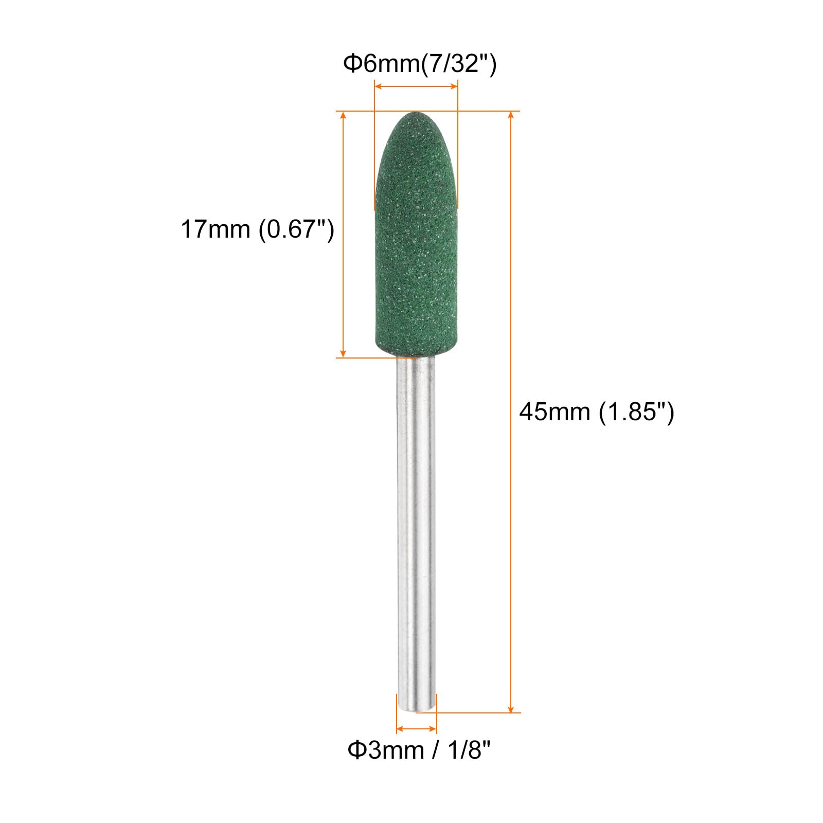 QUARKZMAN 20Pcs Embouts de Polissage en Caoutchouc, Embouts de Polissage Rotatifs avec Tête Conique Montée de 6 mm (7/32 Pouce), Queue de 3 mm (1/8 Pouce), pour Le Métal, Vert