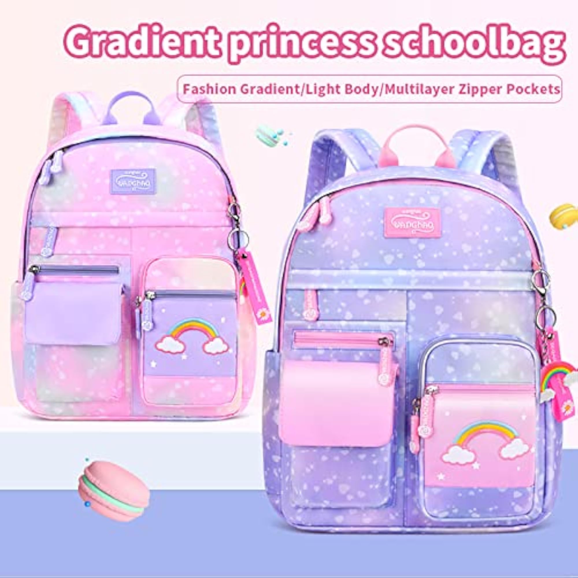 Unicorn School Backpack for Kids, Big Rainbow Capacity