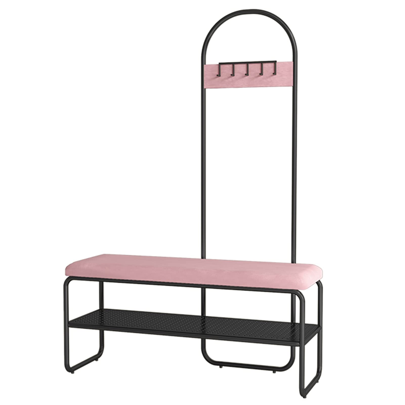 Appendiabiti in Metallo con Panca portaoggetti Ideale per corridoio, Camera da Letto, Ingresso e Ufficio, gruccia antiruggine per Vestiti, Scarpe, Cappelli e Borse