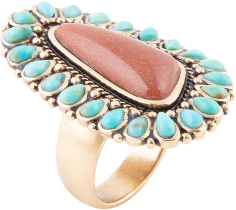 Sedona Turquoise Goldstone Statement Ring