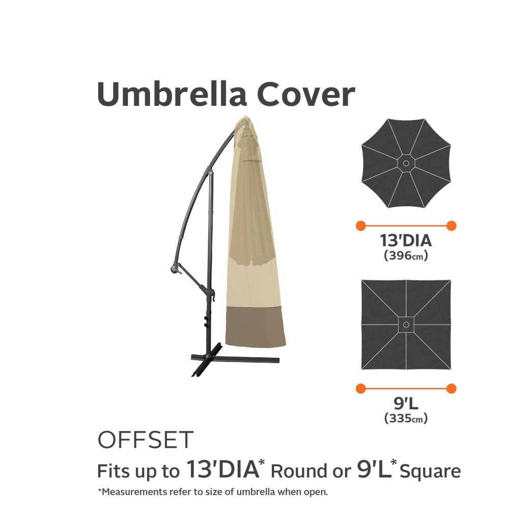 Classic Accessories Veranda Water-Resistant 13 Foot Offset Patio Umbrella Canopy Cover, Patio Furniture Covers : Patio, Lawn & Garden