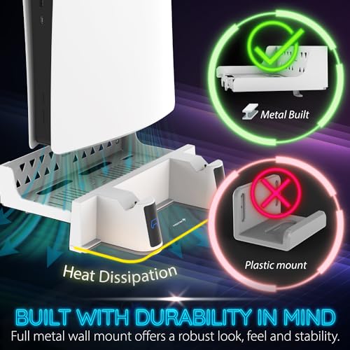 Image of Fosmon for PS5 Wall Mount Kit with Fast Controller Charging Station Charger