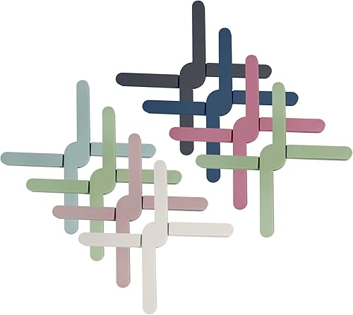BREENHILL Paquete de 8 alfombrillas plegables de silicona, antideslizantes, diseño de cruz plegable grueso que ahorra espacio, almohadillas de