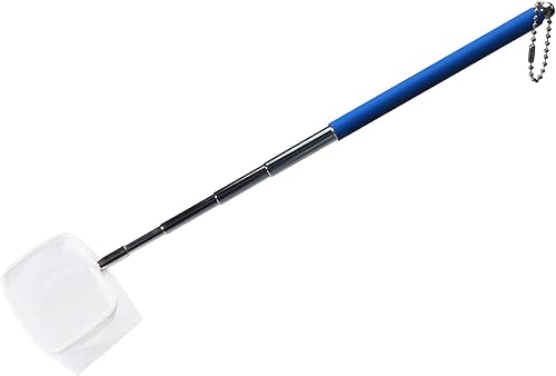 Upettools Fish Shrimp Skimming Net Fine Mesh Extendable Stainless Steel Handle Fishing Net for Aquarium Fish Tank Pond Creek