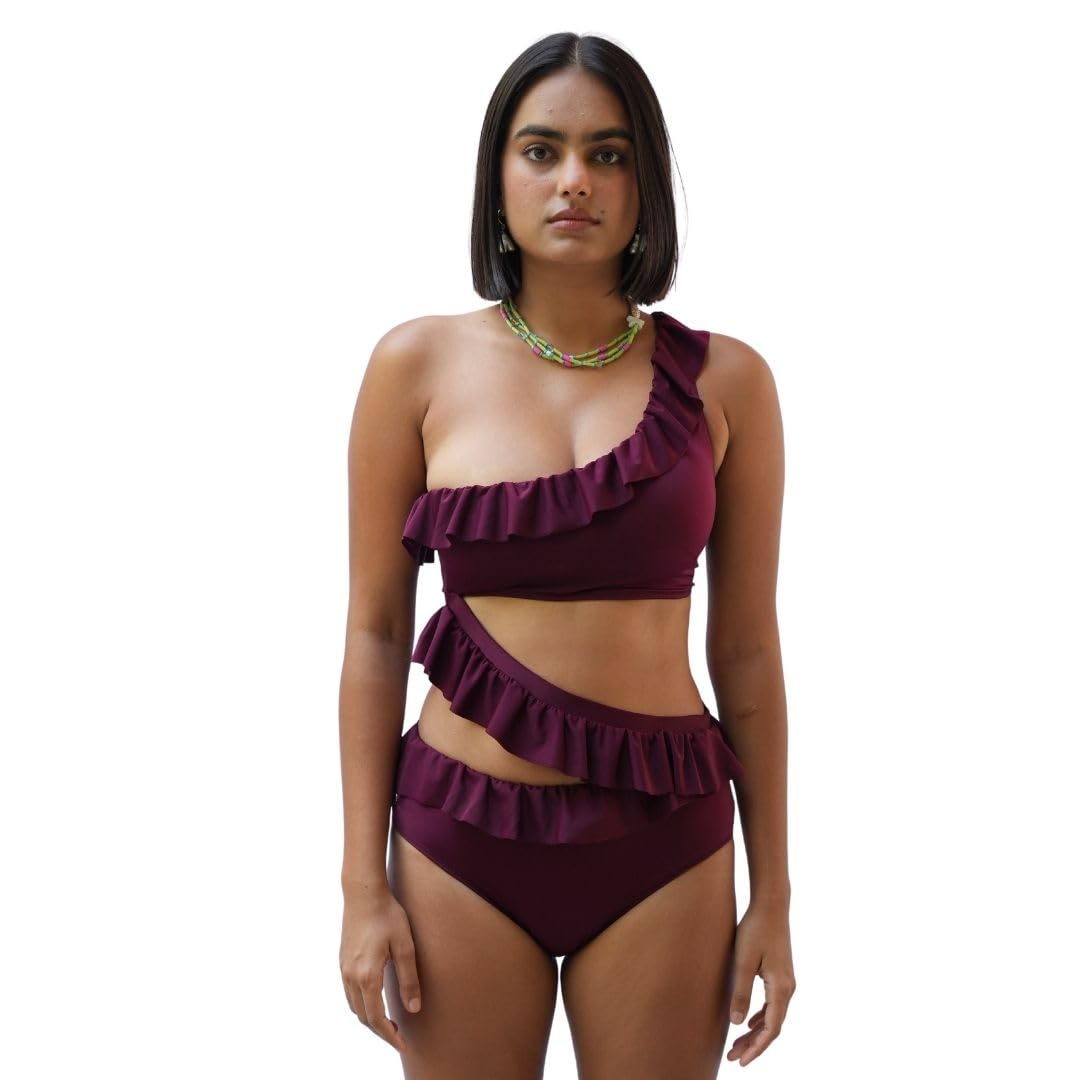 tfw Women's Off Shoulder Swim Monokini with Ruffles, Beachwear, Swimming Costume, Swimsuit, Beach Outfits-picture-38