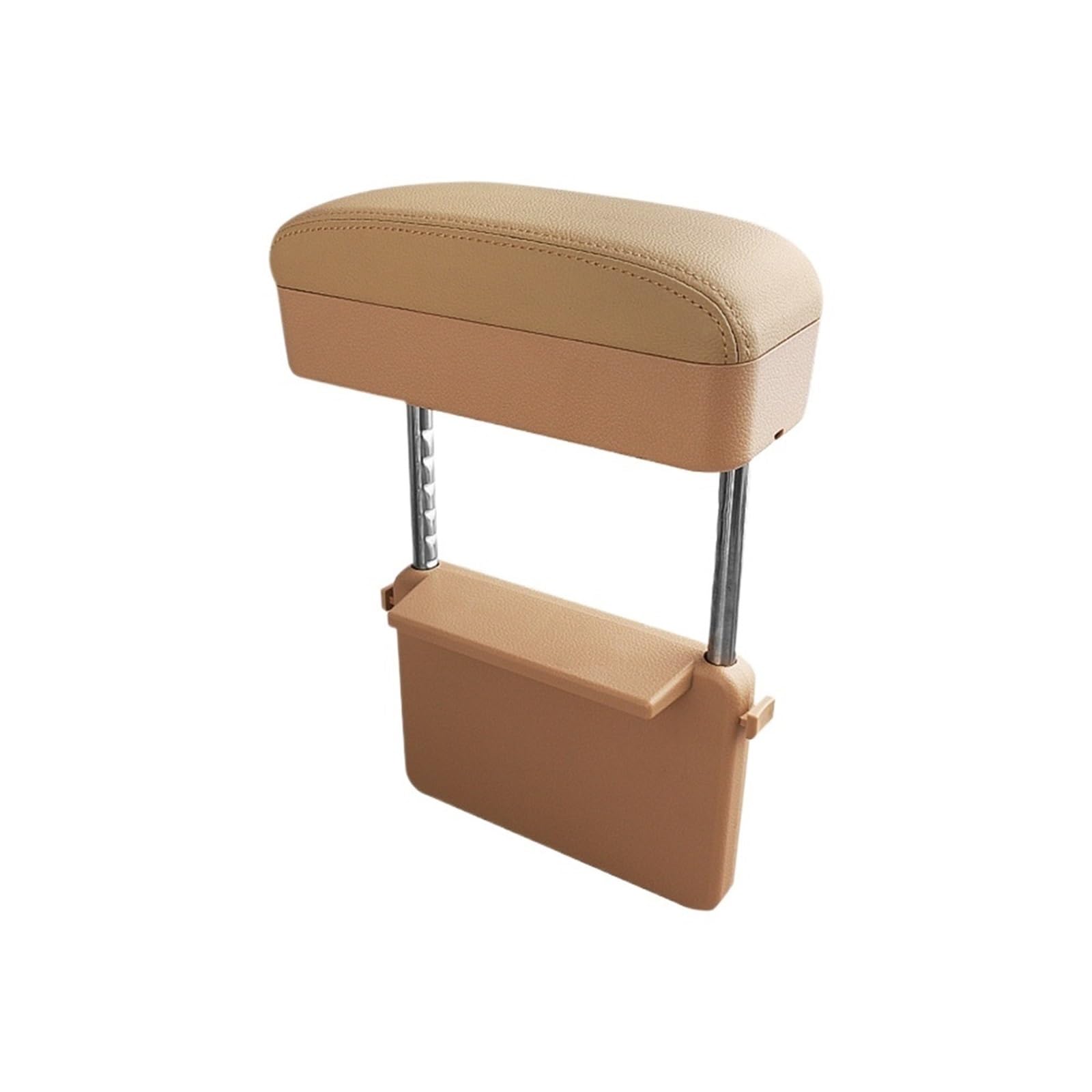 AWEUDNHI Car Armrest Box Car Armrest Box Seat Seam Storage PU Leather Elbow Support Pad Adjustable Height Universal Organizer Console Armrest(Beige)