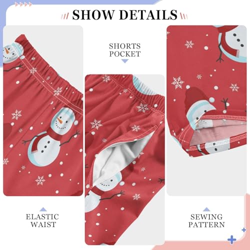Boys' Pants Christmas Snowman Snowflake Red Long Bottoms Jogger Pants Elastic Waist Trousers with Pockets S-XL4