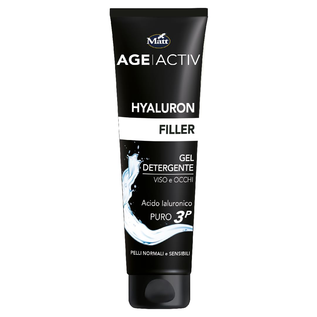 Matt Divisione Cosmetica - AGEACTIV Gel Detergente con Acido Ialuronico 3P, Azione Detergente Profonda, Per una Pelle Pulita e Idratata - Formato 150 ml