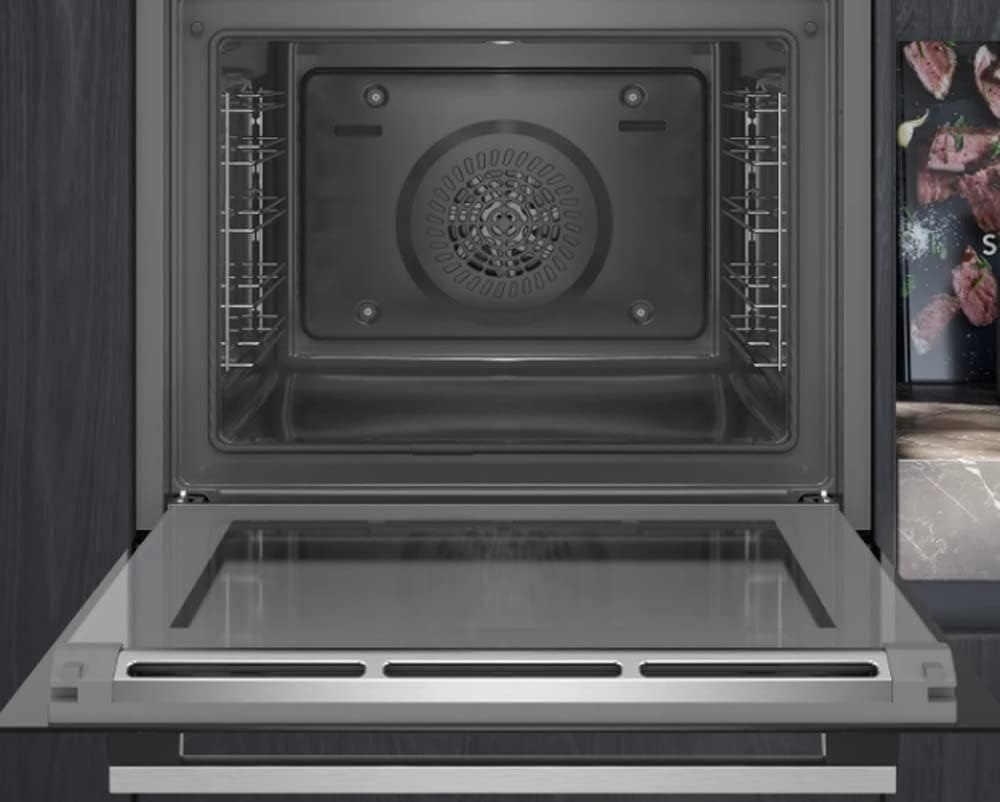 Siemens HB573ABR0 - Forno pirolisi da incasso a pirolisi nero e acciaio inox, multifunzione, calore rotante, 71 litri, porta fredda (4 vetri), classe energetica A Siemens HB573ABR0 - Forno pirolisi da incasso a pirolisi nero e acciaio inox, multifunzione, calore rotante, 71 litri, porta fredda (4 vetri), classe energetica A