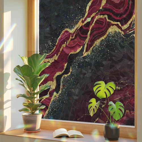 Vinilo ventana privacidad diseño mármol rojo 17.7x39.3 in miniatura 1