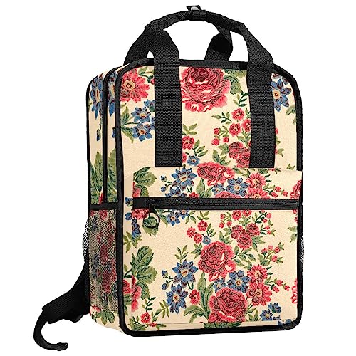 Sac à dos vintage à roses pour garçons avec bretelles réglables multicolore