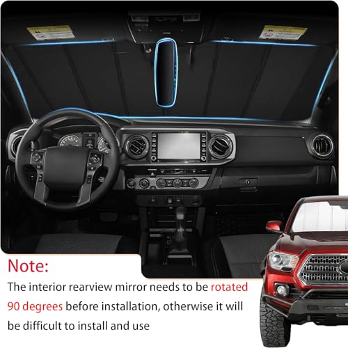 Image of KUST Windshield Sun Shade for Tesla Model Y 2019-2024(Fit Model Y Juniper 2024 2025) Foldable Thicken Window Sunshade UV Protection Keep Cool Sunshield Sun Visor Accessories Aluminum Film