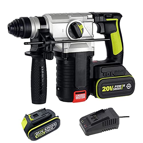 SDS-Bohrhammer Mit 20V 4.0Ah-Batterie, 2800 Tpm Variable Geschwindigkeit, 4 IN 1 Wireless Elektrohammer Mit…